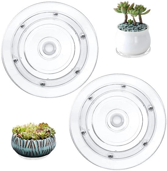 Set di 2 Tornelli Rotativi 15 cm - Translucidi - Rotazione 360 Gradi - Multifunzionali - Tavolo di Lavoro in Plastica di Alta Qualità - Tornelli Rotativi