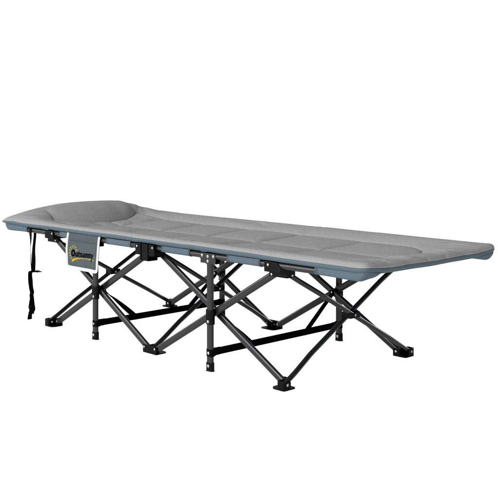 Letto da campeggio pieghevole con cuscino e testiera ¨C zephmum ¨C 187x67x37 cm grigio