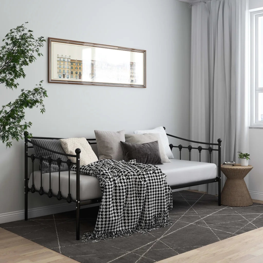 Telaio Divano Letto-Struttura Sofa Letto Nero in Metallo 90x200 cm 413934