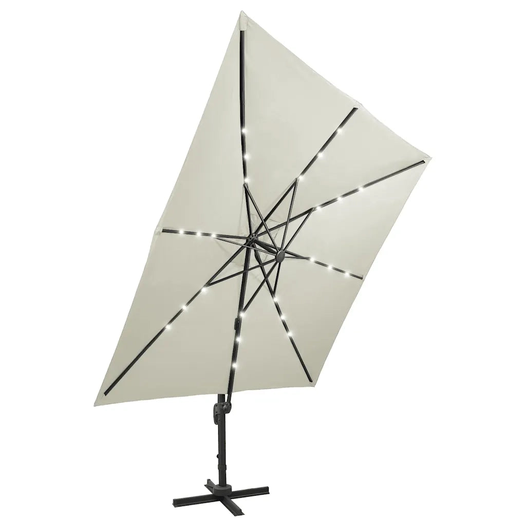 Ombrello | Parasolne a Sbalzo con Palo e Luci a LED Sabbia 300 cm