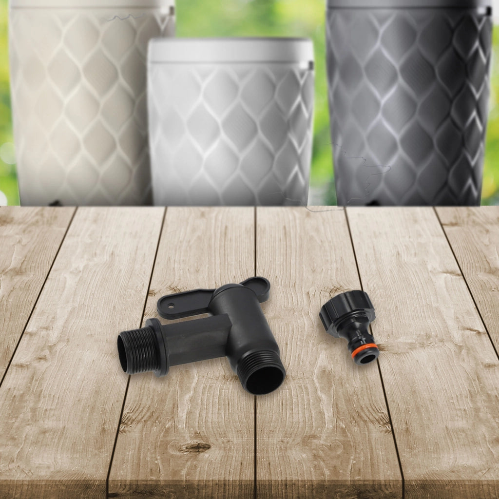 Rubinetto da giardino KADAX da 3/4" con valvola per serbatoio di acqua piovana e barile.