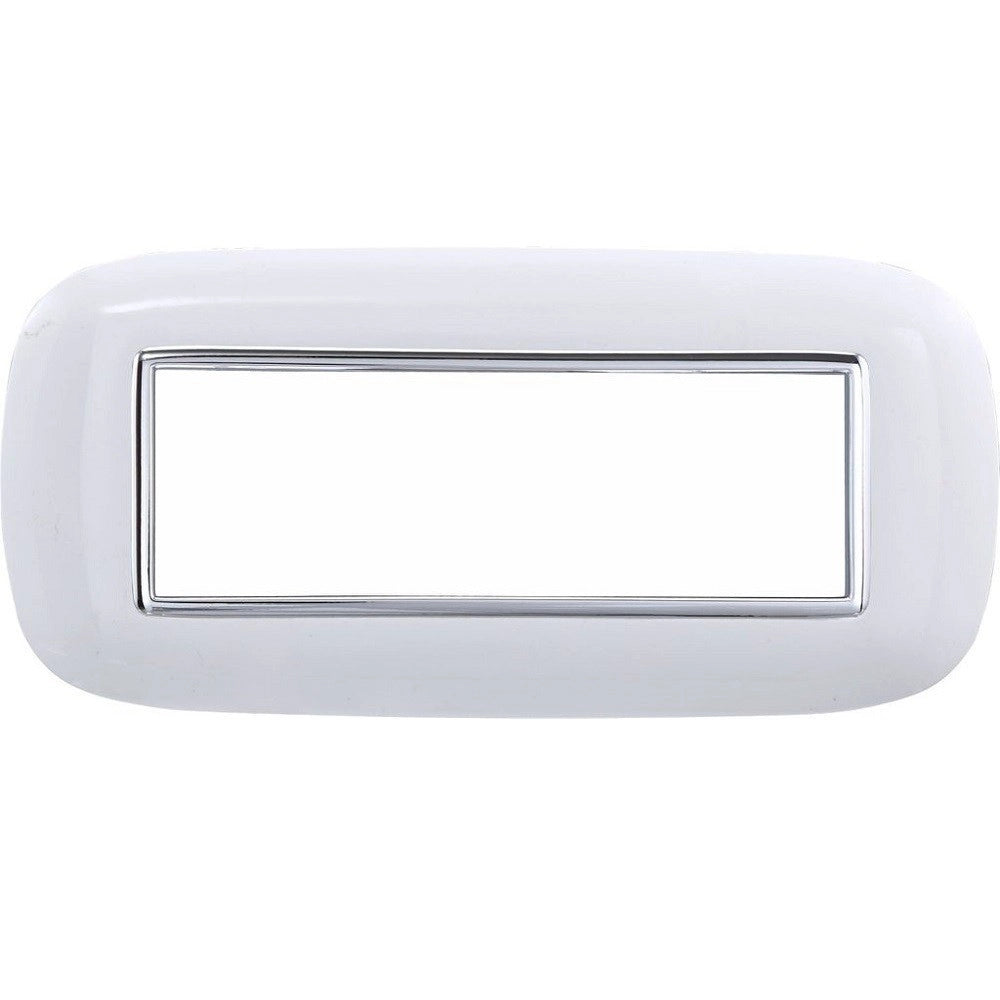 Trade Shop - Placca Oval 3 4 6 Moduli Colore Bianco Compatibile Con Bticino Axolute -  -6 Fori     -