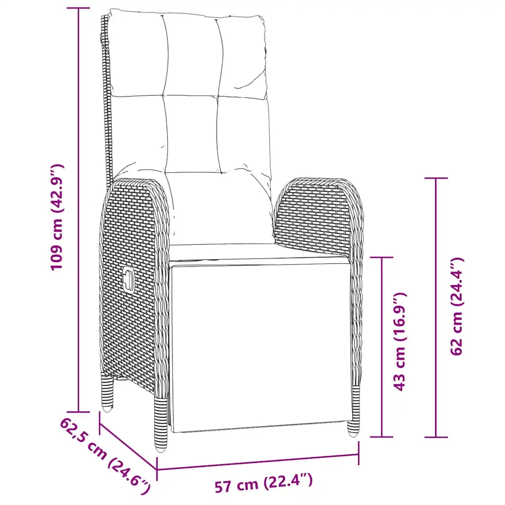 Set da Pranzo per Giardino con cuscino 7 pcs Grigio polyrattan 3380139