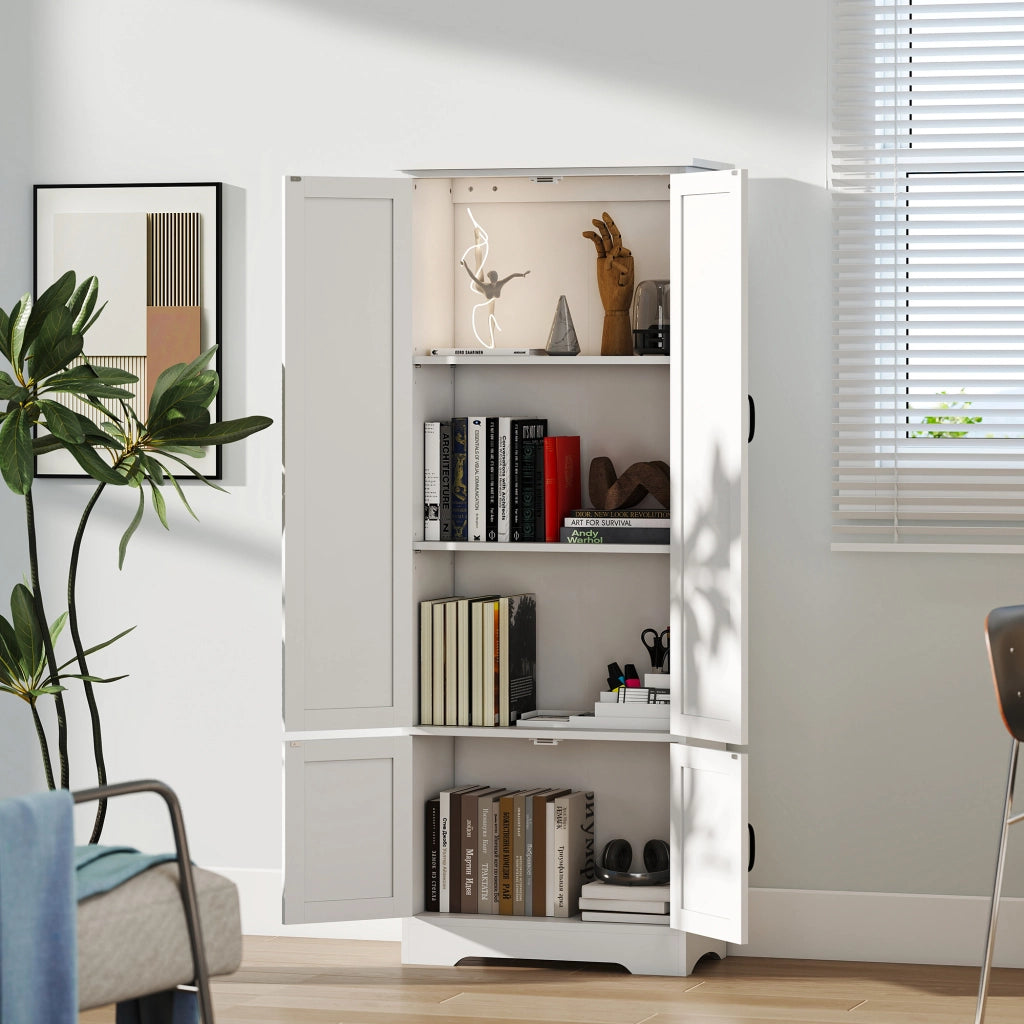Credenza Armadio Cucina Contemporanea con 2 Ante e 3 Ripiani ¨C Minimal ¨C Bianco