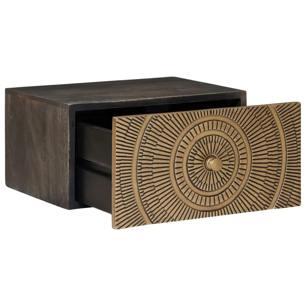 Comodino | Armadio da Notte | Mobiletto da notte a muro fatto a mano Marrone caff¨¨ 40 x 30 x 20 cm