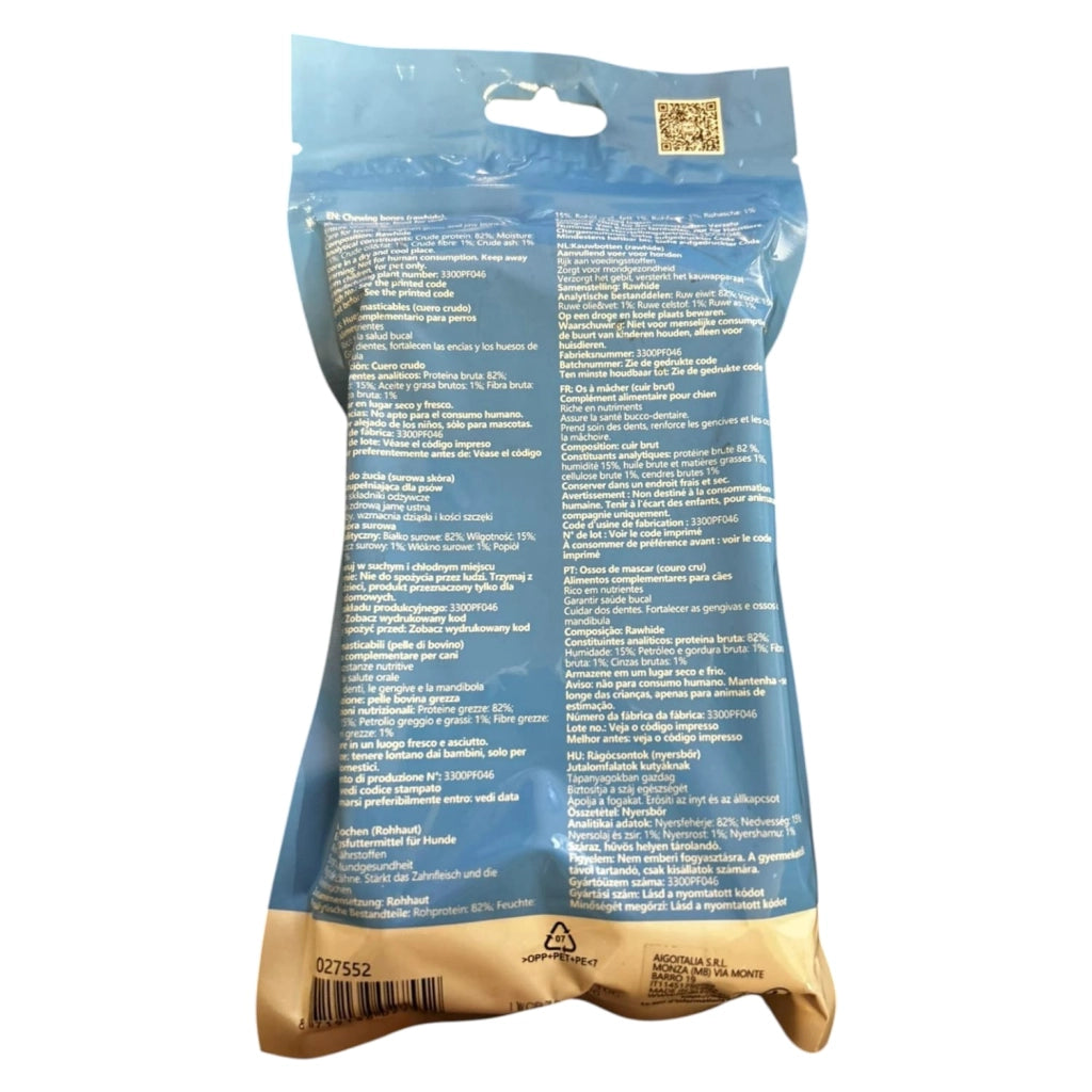 CIBO PER CANI OSSI MASTICABILI PELLE DI BOVINO 180GR