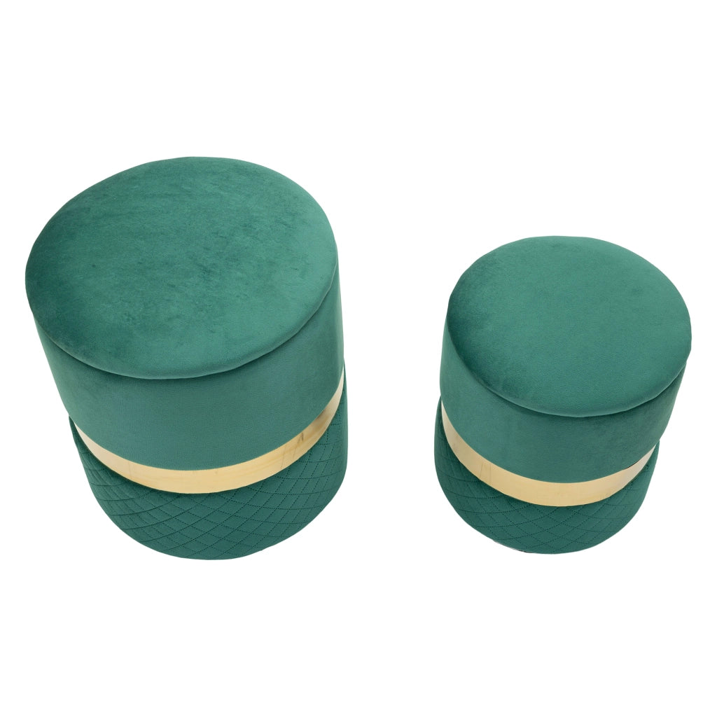 Maun, Pouf Contenitore set da 2, 37x37x42h cm Verde