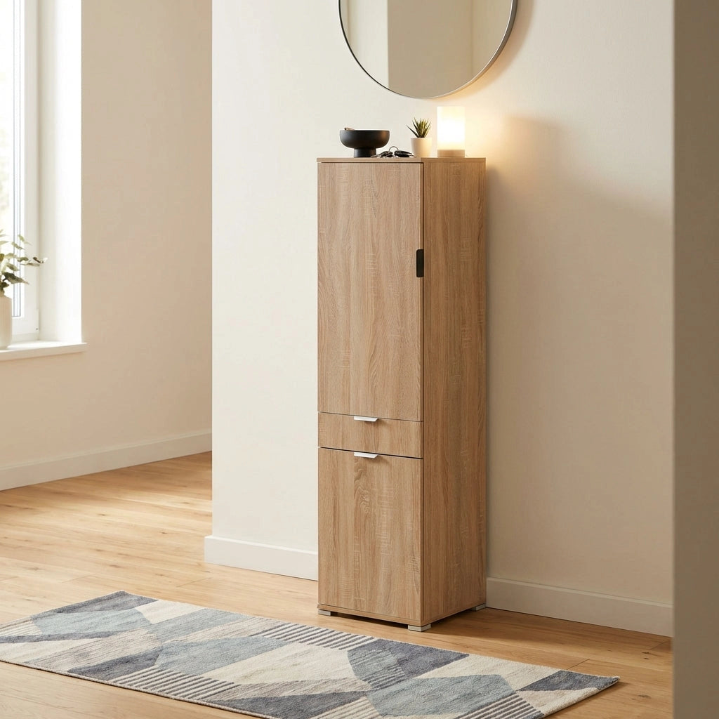 Armadio con 2 ante e un cassetto in Legno Composito cm 45x38x174 - GREIG