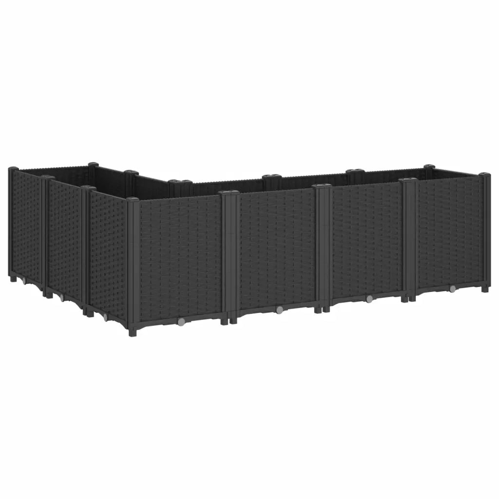 Fioriera | Cassetta per fiori | Vaso da Giardino Nera 160x120x53 cm in PP