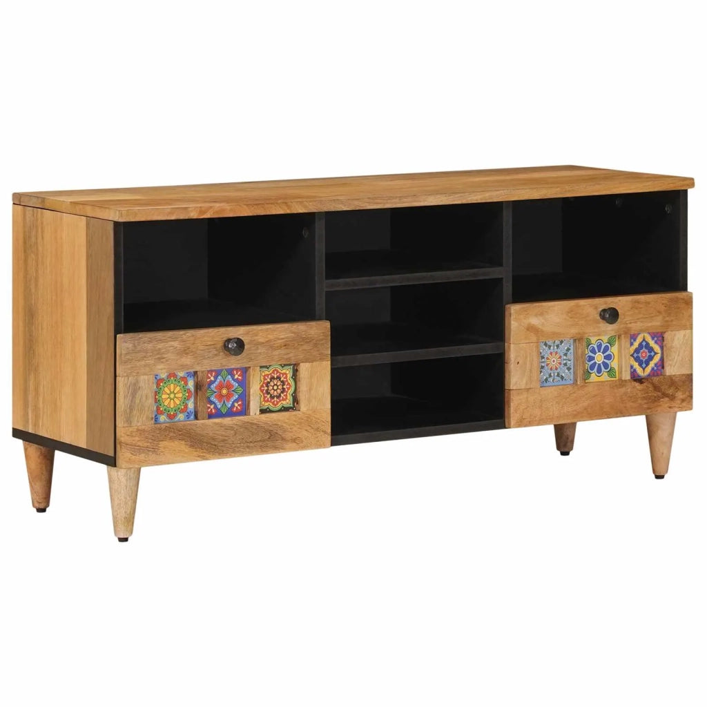Mobile TV Naturale 100 x 33 x 46 cm Legno di mango massello 4018278