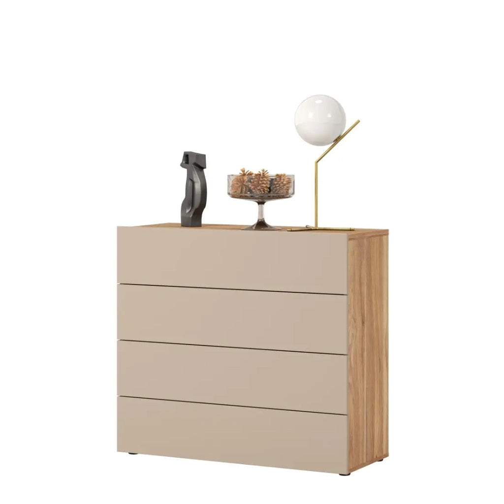 Cassettiera 4 cassetti VOX colore rovere e beige