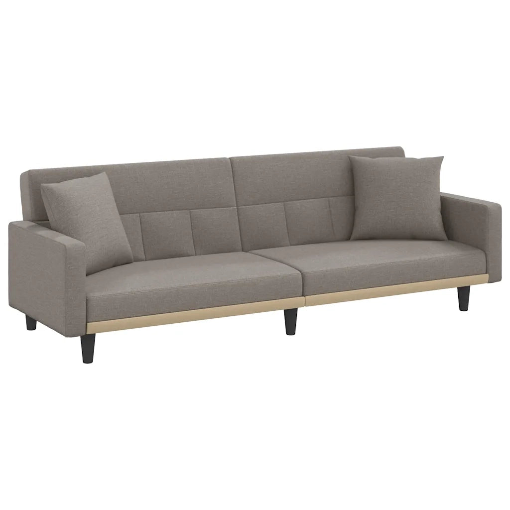 Divano Letto con Cuscini Tortora in Tessuto 351880