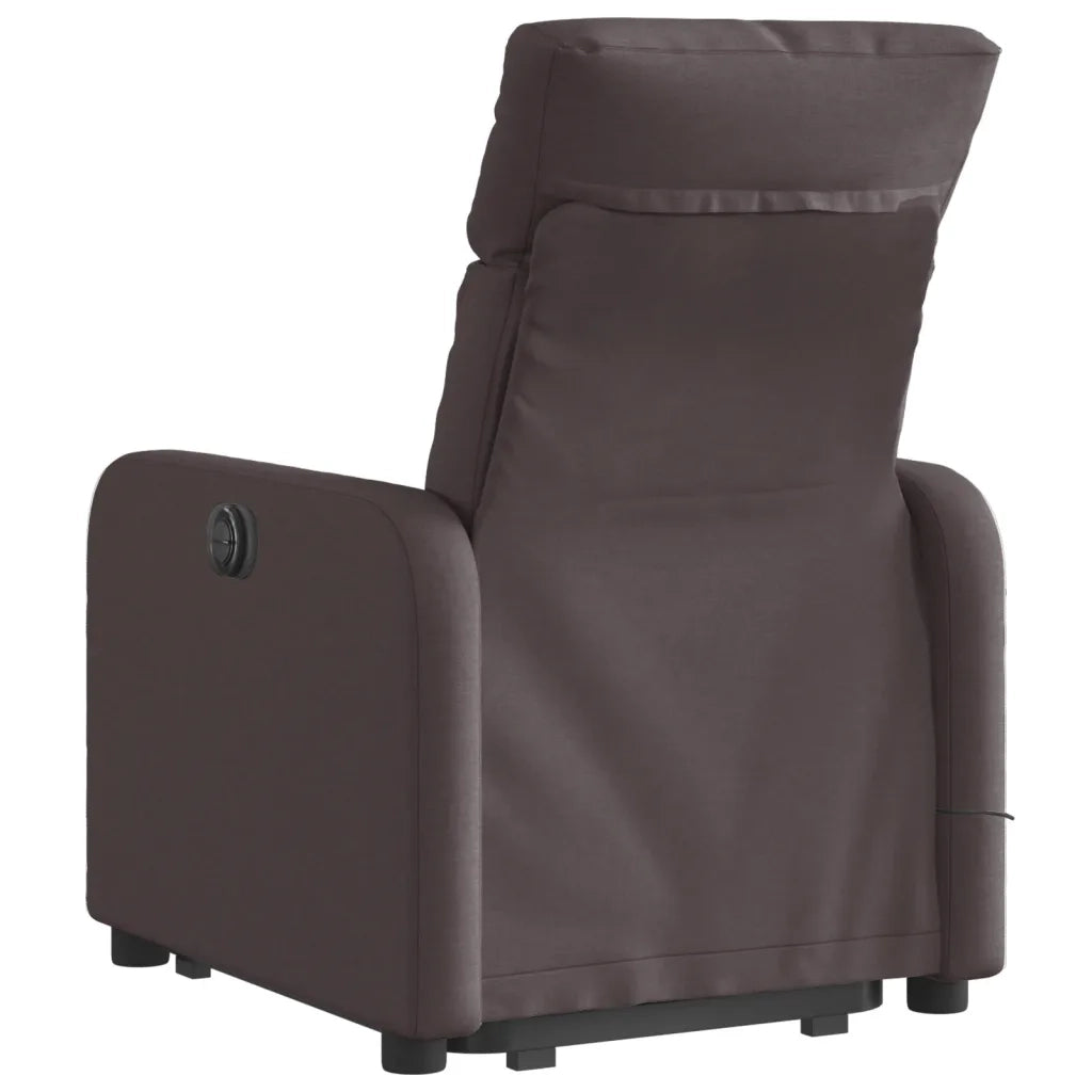 Poltrona | Sedia Relax Alzapersona Massaggi Reclinabile Marrone Scuro Tessuto