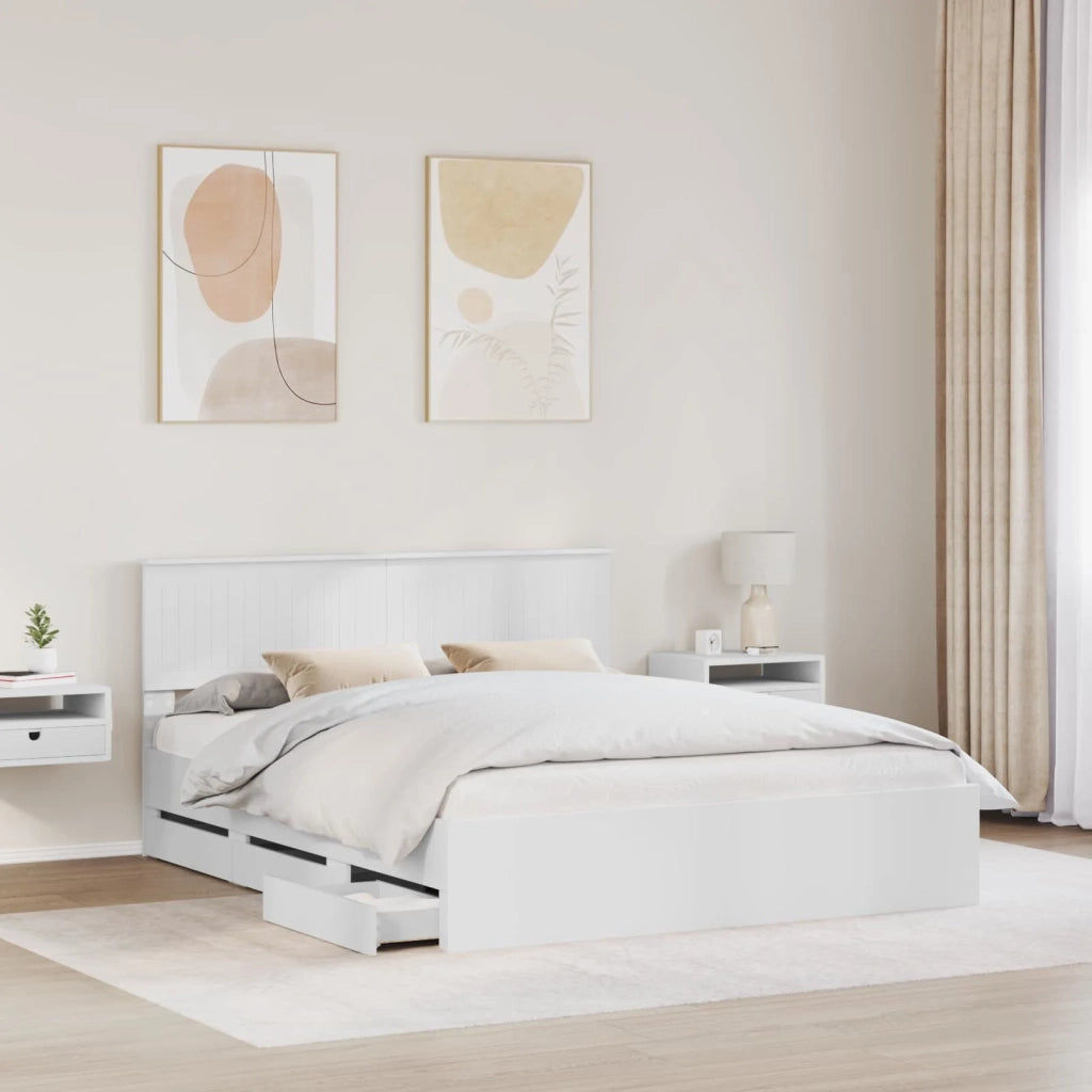Struttura del letto-Giroletto-Rete del Letto Bianco 160 x 200 cm Legno Ingegnerizzato 224682