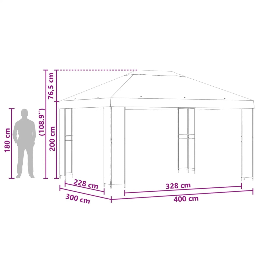 Gazebo 4 × 3 m Giallo Poliestere e Acciaio 190 gsm 900380