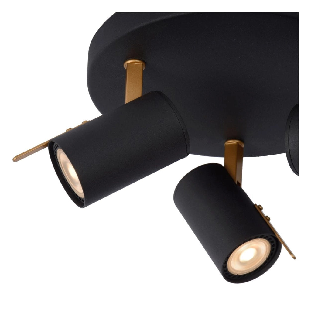 Lucide Grony plafoniera LED nera 3xGU10 5W 2200-3000K