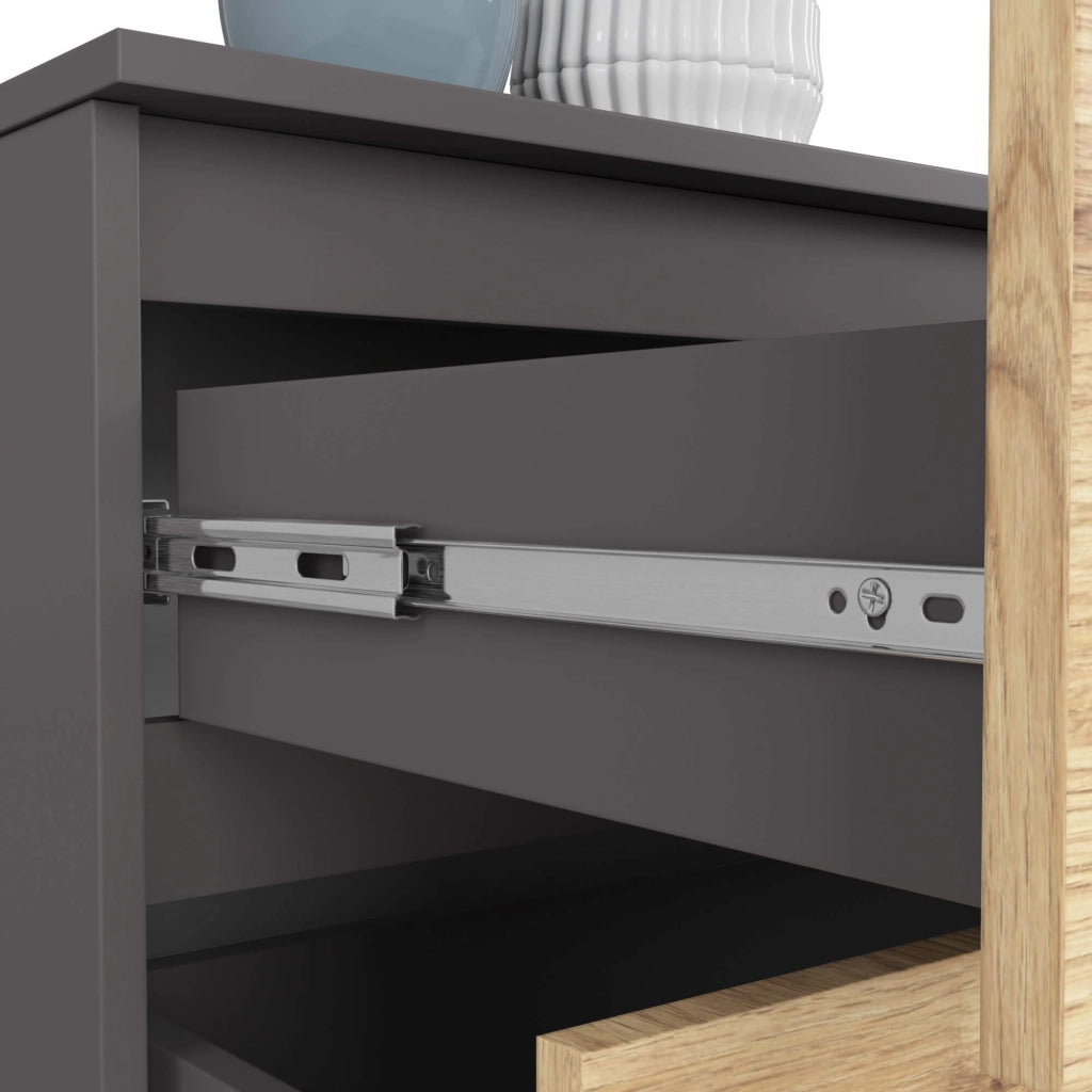 Cassettiera AKORD K160 Grigio Grafite 160 cm 4 cassetti inserto frontale Quercia Artisan 160x40x55 cm