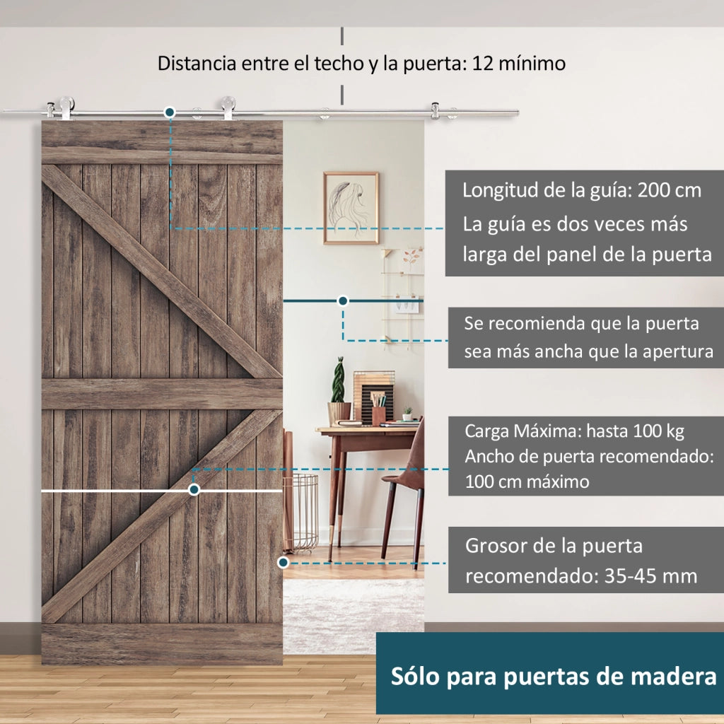 Kit Fissaggi per Porte Scorrevoli ¨C Zephmum ¨C Acciaio Inox 2,5x200 cm Argento