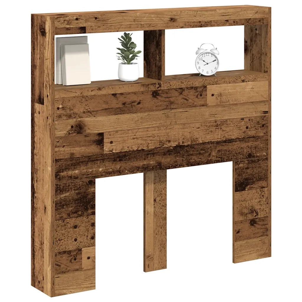 Testiera | Testata con Contenitore a LED Legno Antico 100x17x102 cm