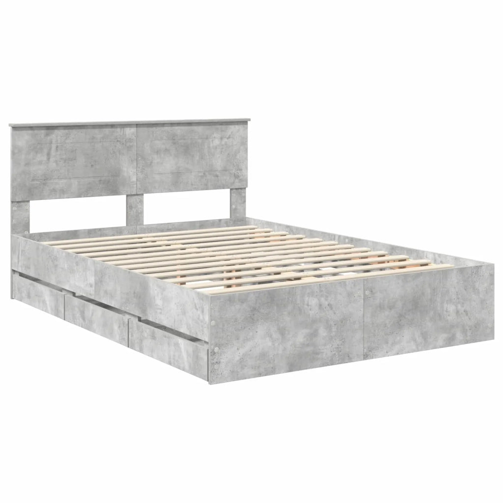 Struttura del letto con cassetto Grigio cemento 140 x 190 cm 3407980