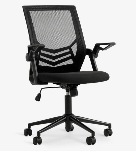 Sedia Ufficio Nero Ergonomica – Copertura in Tessuto – Struttura in Ottone – Sedia di Ufficio Comfortevole – Regolabile – Sedia da Lavoro da Casa