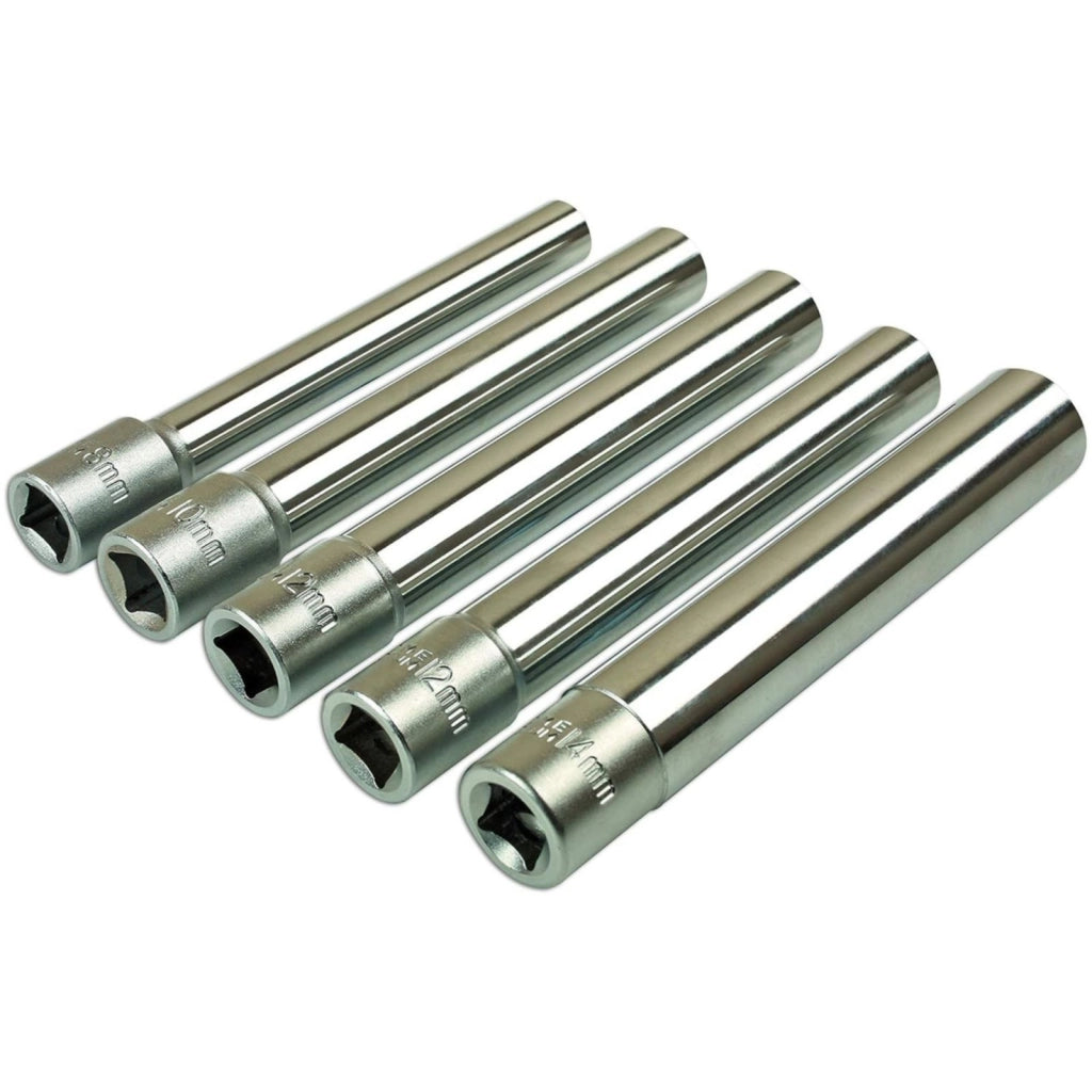 Set 5 Chiavi a Bussola 8-14mm 3/8" Extra Lunghe 120mm + Riduttore da 3/8 a 1/4"