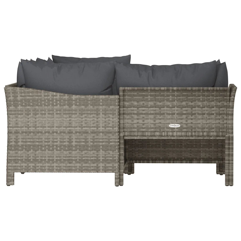 Set da giardino 4 pz | Set Salotto da Giardino con cuscini grigio in polyrattan