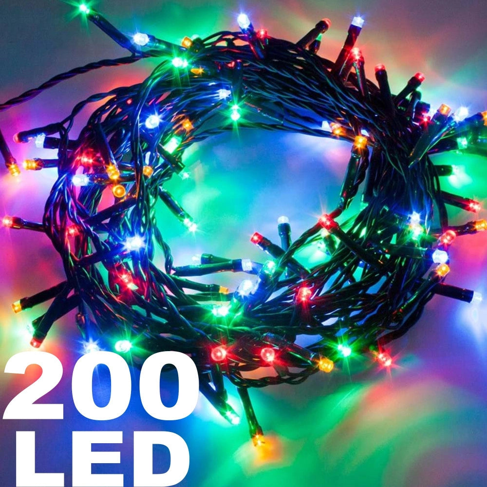 Trade Shop - Catena Luminosa 200 Luci Led Lucciole Multicolor Rgb Con Controller 8 Funzioni -