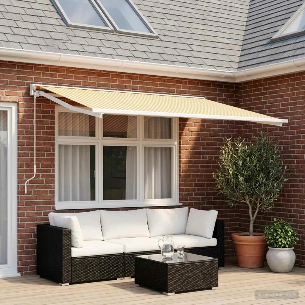 Telo di ricambio per tenda da sole Giallo e Bianco 400 × 300 cm 3444211
