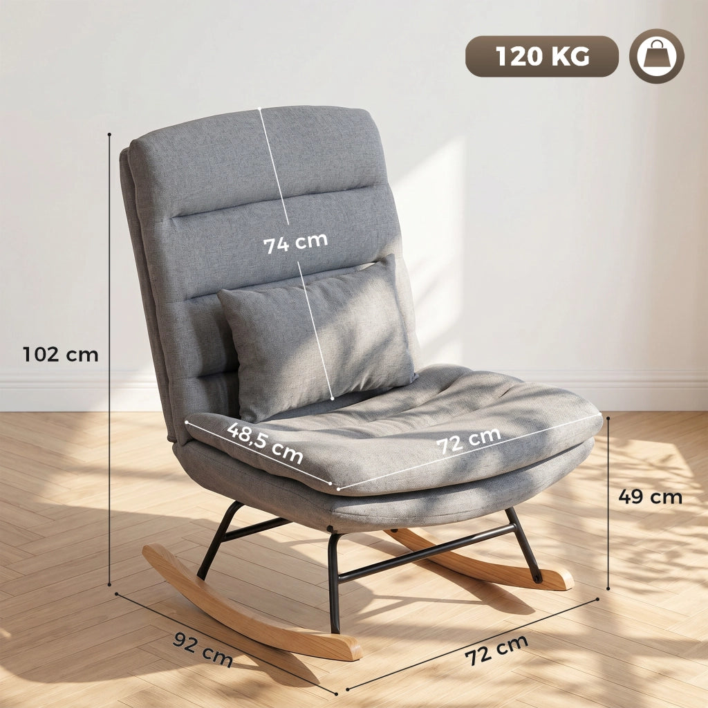 Poltrona a Dondolo in Tessuto ¨C Minimal ¨C Grigio Chiaro