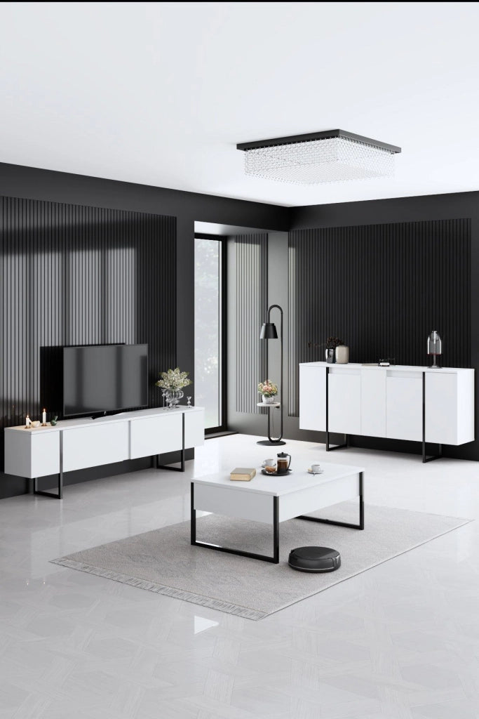 Credenza in legno "Luxe" - 160 x 35 x 80 cm - Bianco