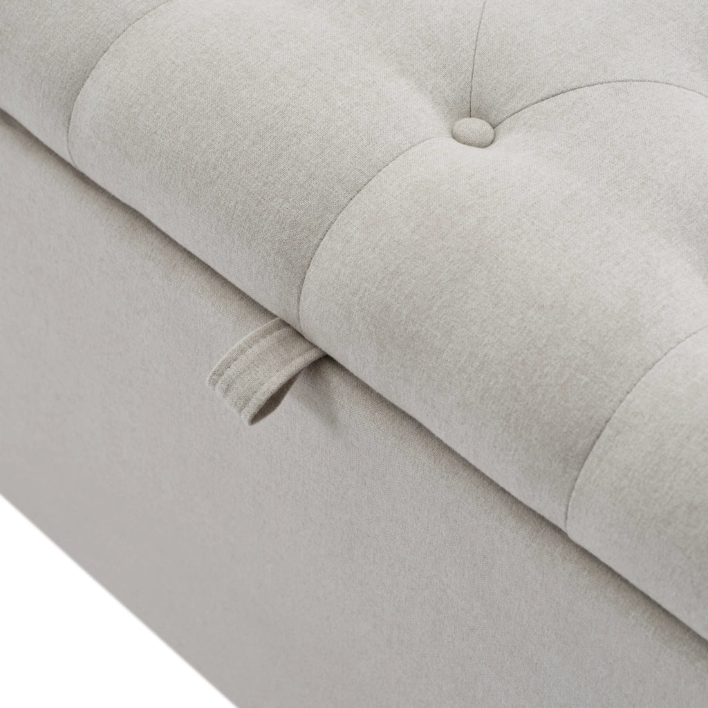 OKWISH Panca Contenitore in Lino, Panca Fondoletto con Vano Contenitore e Seduta Imbottita, Design Europeo, Grigio Chiaro