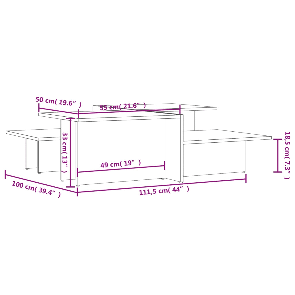 Tavolini da Salotto 2 pz Nero Lucido in Legno Multistrato 3216156