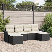 Set Divano da Giardino 6 pcs Nero e bianco Poly Rattan 3354476