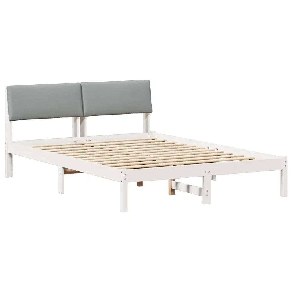 Letto matrimoniale | Letto per adulti | Struttura del Letto Bianco e grigio chiaro 160 x 200 cm