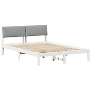 Letto matrimoniale | Letto per adulti | Struttura del Letto Bianco e grigio chiaro 160 x 200 cm
