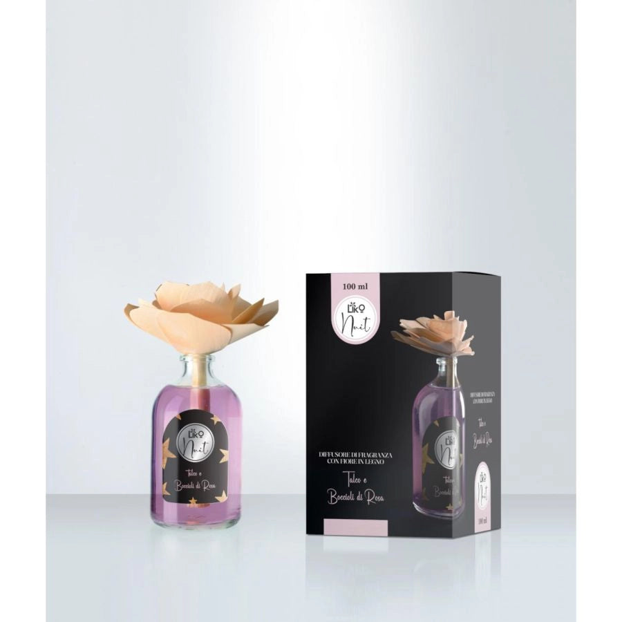 DIFFUSORE CON FIORE IN LEGNO TALCO E BOCCIOLI DI ROSA 100 ML LINK NUIT