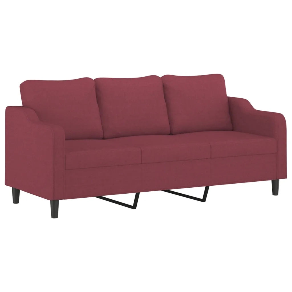 Set di Divani 4 pz con Cuscini Rosso Vino in Tessuto