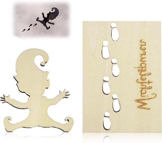 Kit di stampa per voette per gnomi accessori riutilizzabili e leggeri per la decorazione di finestre muri e porte per creare un'atmosfera festiva (kit di stampa per gnomi + impronte di piedi)