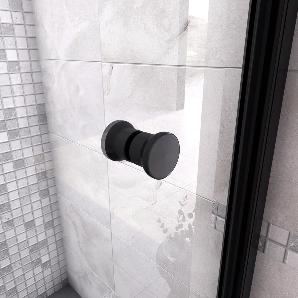 185cm Box Doccia Angolare Porta a Soffietto con Parete Fissa 80x70cm in Vetro Temperato Trasparente 5 mm Profilo Nero Opaco