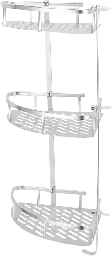 Scaffale per doccia in alluminio con 3 livelli per fissaggio alla parete - ripiano di stoccaggio per doccia, toilette e cucina - argento