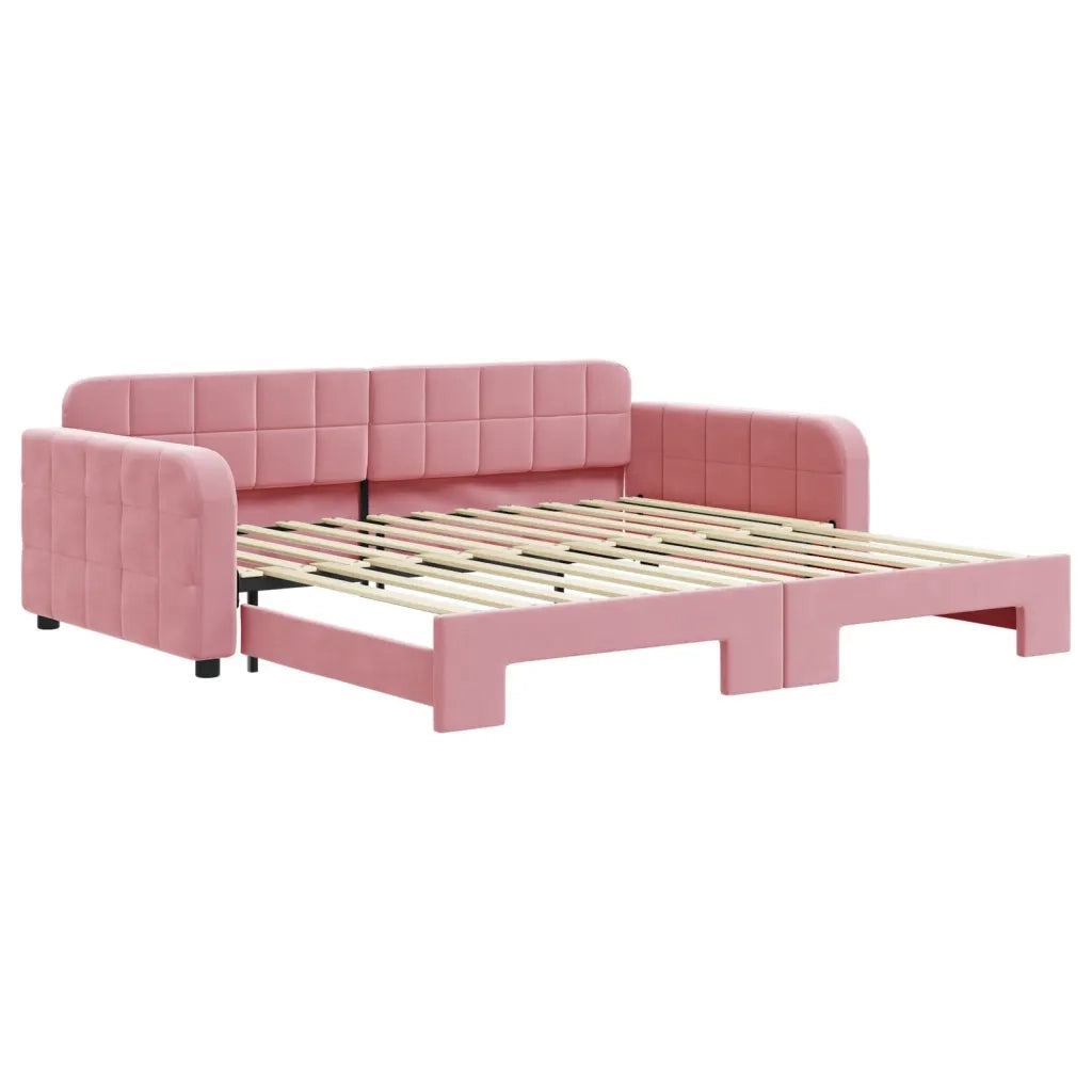 Divano Letto con Letto Estraibile Rosa 100x200 cm in Velluto 3196939