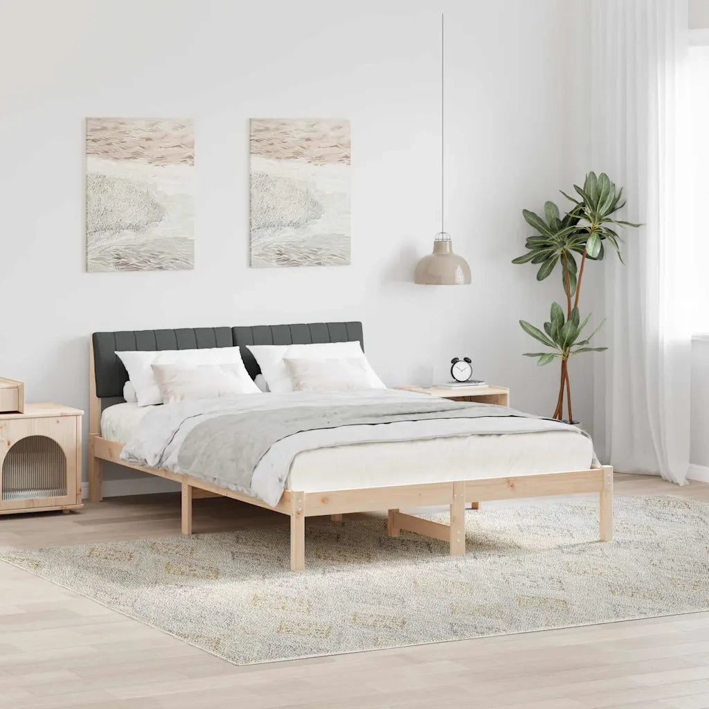 Letto matrimoniale | Letto per adulti | Struttura del Letto marrone e grigio scuro 135 x 190 cm