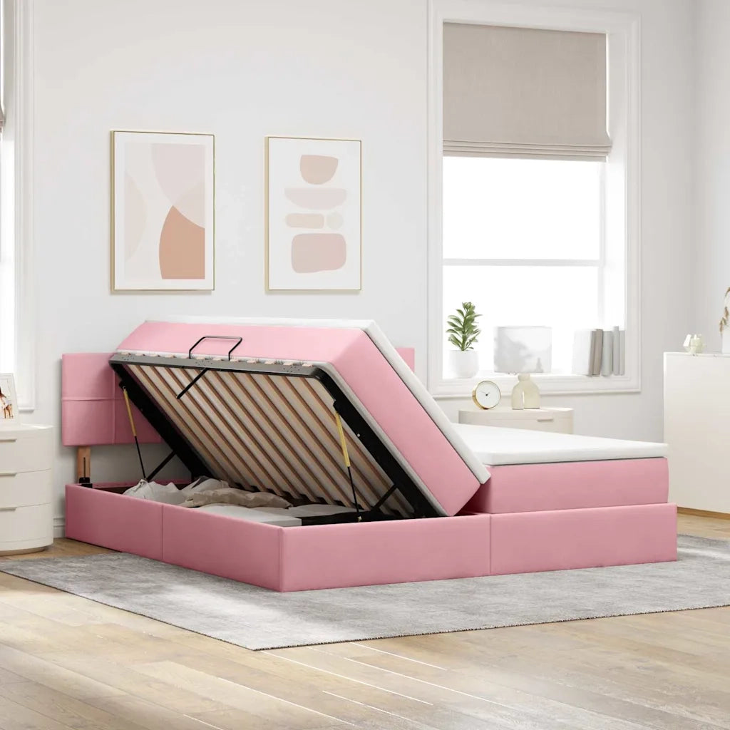 Letto con Contenitore con materasso Rosa 90 x 200 cm