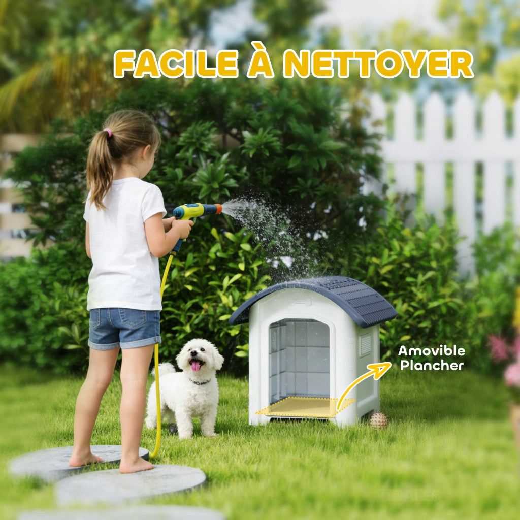 Cuccia per Cane Esterno ¨C Xylo ¨C Plastica Grigio Tetto Impermeabile Pavimento Rialzato