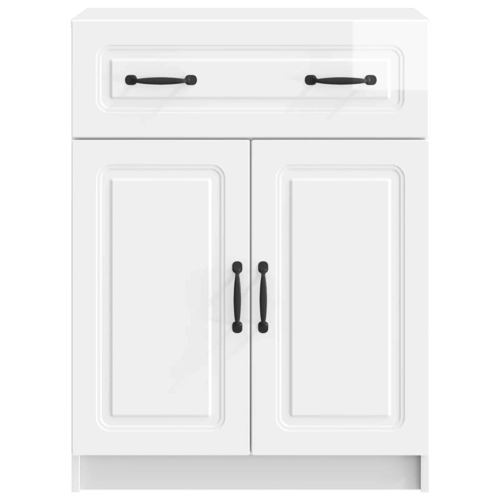 Credenza | Madia | Buffet da pranzo | Armadio da pranzo Bianco Lucido 66 x 34,5 x 87 cm Legno ingegnerizzato