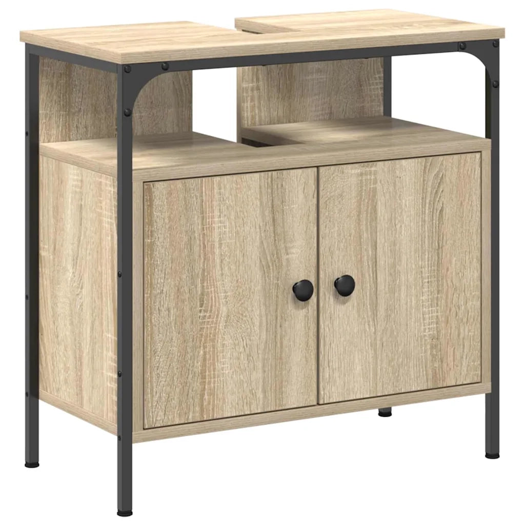 Set di mobili per il Bagno | Armadio da bagno con lo scaffale 3 pz Rovere Sonoma