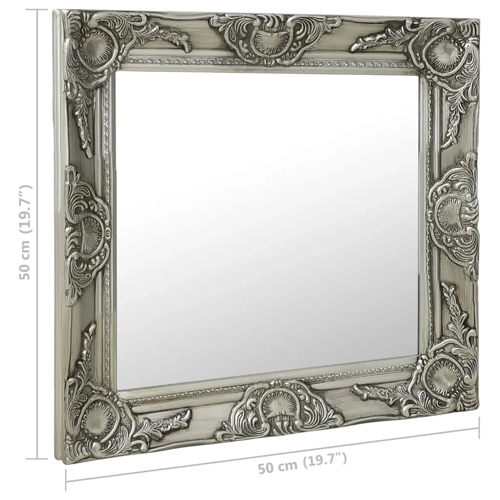Specchio da Parete Stile Barocco 50x50 cm Argento 320314
