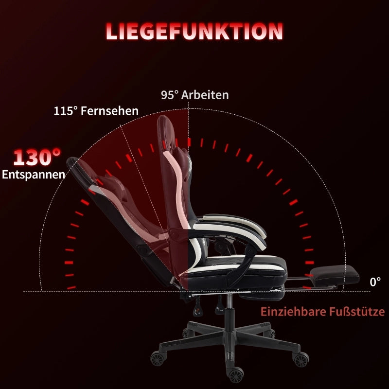 SEDIA DA GAMING Reclinabile 64x65x118-128 cm Poliestere Nero con poggiapiedi