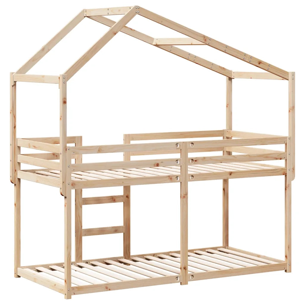 Letto a Castello senza Materasso-Struttura Letto a Castello 90x200cm Massello Pino 341704